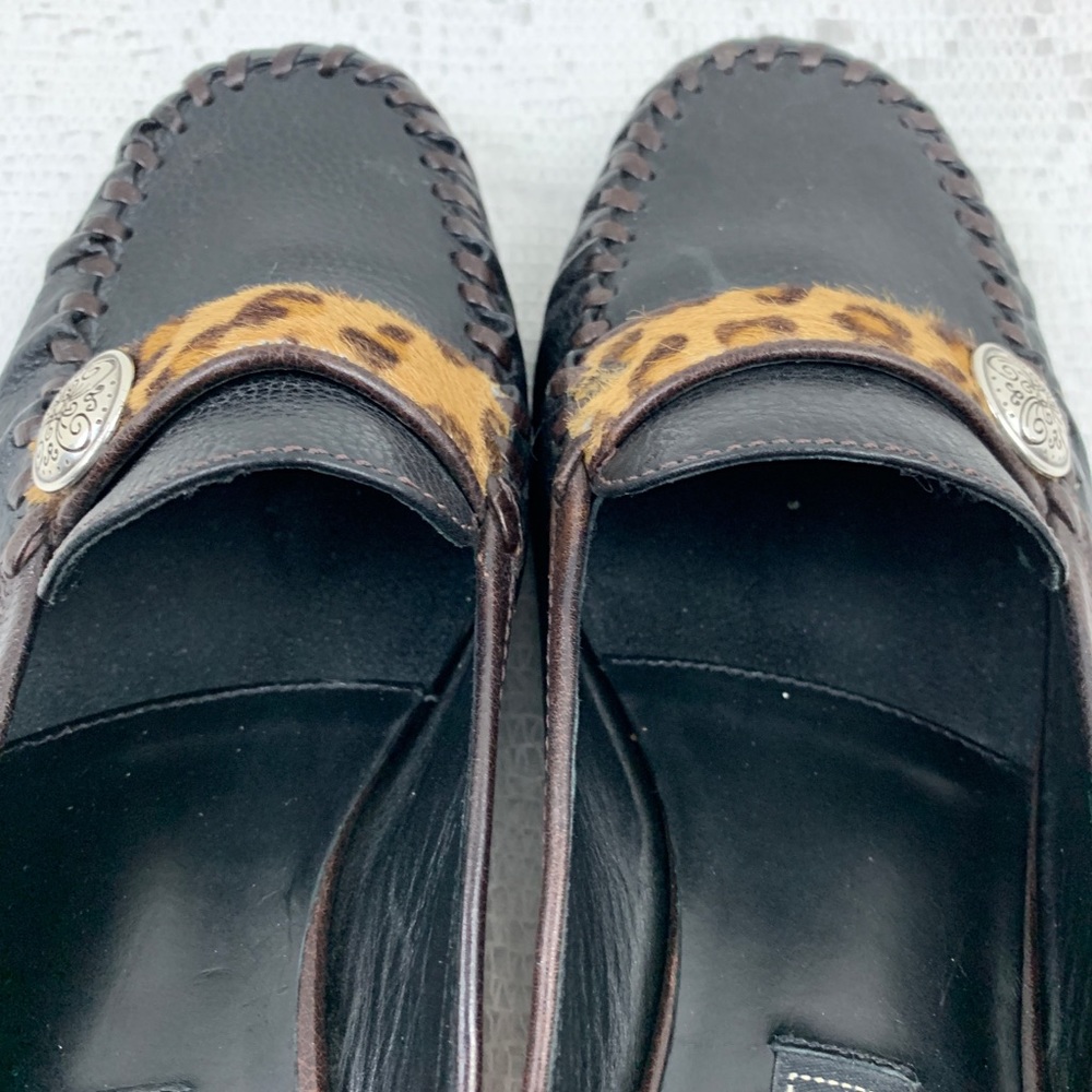 Brighton Leather Black Loafer Slip on Mules Heels - Picture 3 of 8